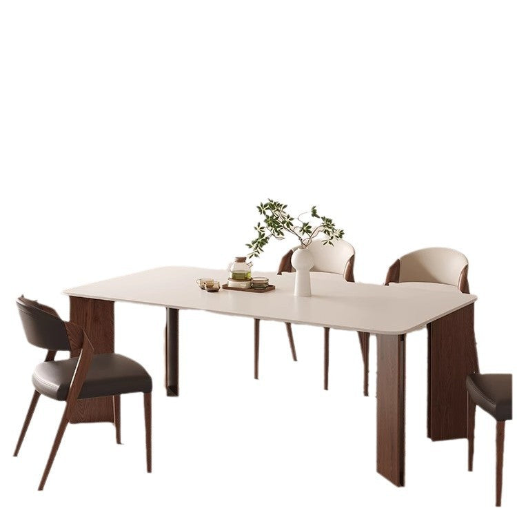 Contemporary Scandinavian Arc Ash Wood Microfiber Leather Sponge Dining Chair Backrest Armless For Dining Room