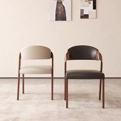 Contemporary Scandinavian Arc Ash Wood Microfiber Leather Sponge Dining Chair Backrest Armless For Dining Room