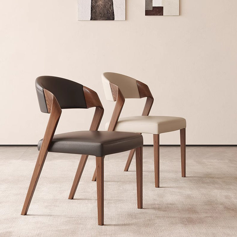Contemporary Scandinavian Arc Ash Wood Microfiber Leather Sponge Dining Chair Backrest Armless For Dining Room