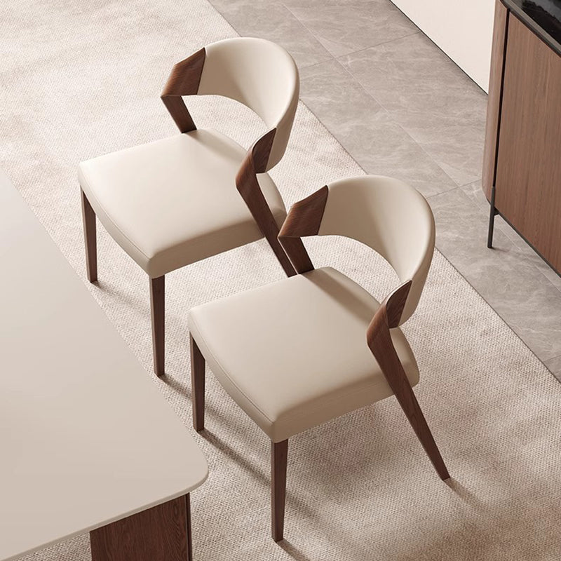 Contemporary Scandinavian Arc Ash Wood Microfiber Leather Sponge Dining Chair Backrest Armless For Dining Room