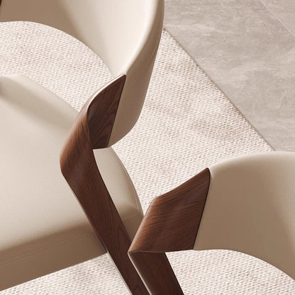 Contemporary Scandinavian Arc Ash Wood Microfiber Leather Sponge Dining Chair Backrest Armless For Dining Room