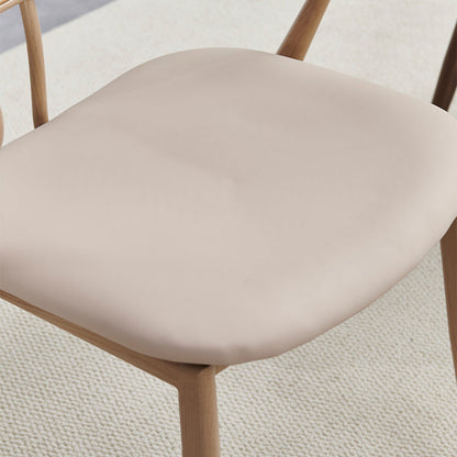 Contemporary Nordic Oval Iron Faux Leather Sponge Plastic Rattan Weaving Dining Chair Backrest Armrest For Dining Room