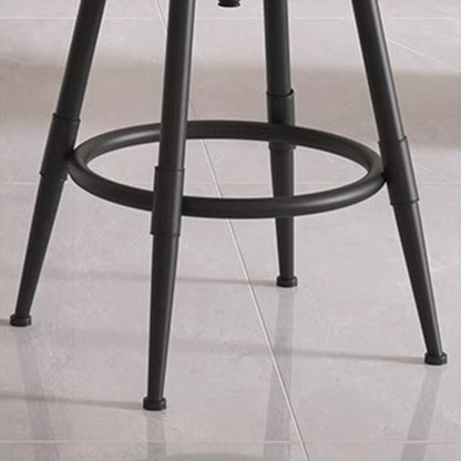 Contemporary Industrial Wood Iron Fabric PU Leather Round Backrest Armless Liftable Bar Stool For Dining Room & Kitchen