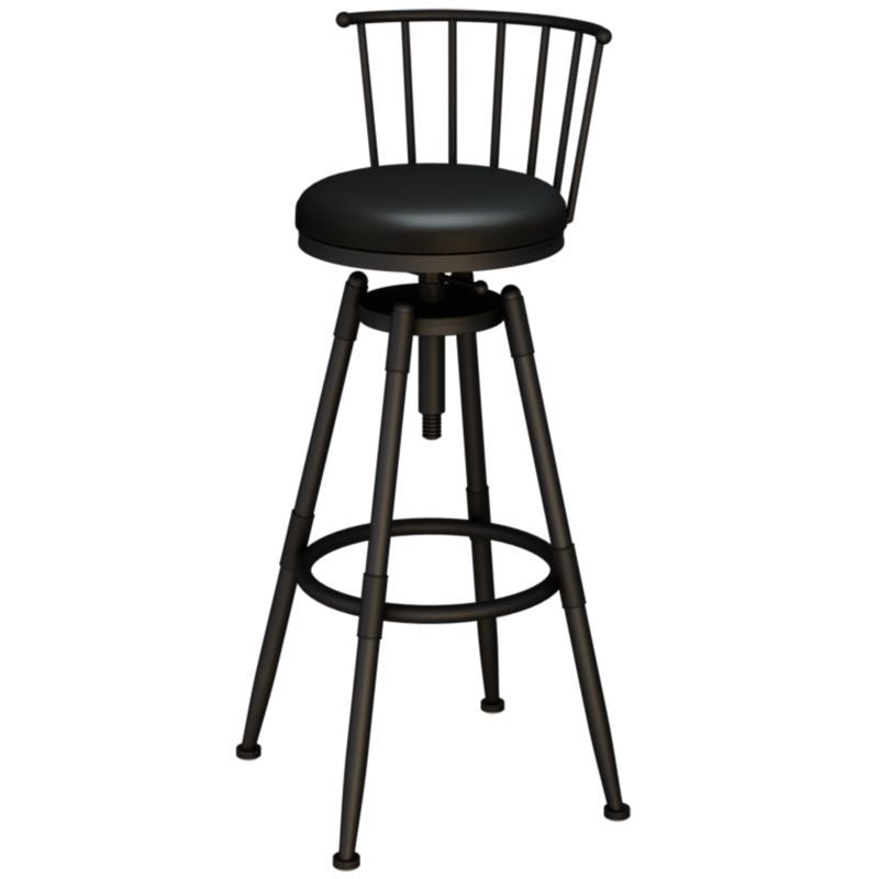 Contemporary Industrial Wood Iron Fabric PU Leather Round Backrest Armless Liftable Bar Stool For Dining Room & Kitchen