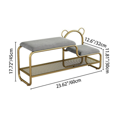 Contemporary Scandinavian Iron Velvet Rectangular Bear Kids Shoe Bench Armless For Entryways