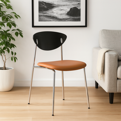 Moderne minimalistische quadratische Rückenlehne aus Edelstahl, Holz, Schwamm, Silikon, Mikrofaser und Leder für Esszimmer und Küche