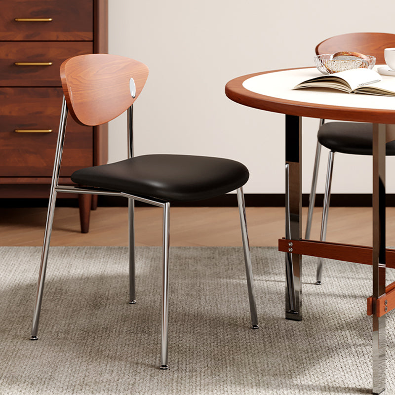 Moderne minimalistische quadratische Rückenlehne aus Edelstahl, Holz, Schwamm, Silikon, Mikrofaser und Leder für Esszimmer und Küche
