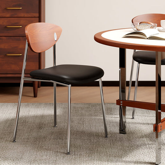 Moderne minimalistische quadratische Rückenlehne aus Edelstahl, Holz, Schwamm, Silikon, Mikrofaser und Leder für Esszimmer und Küche