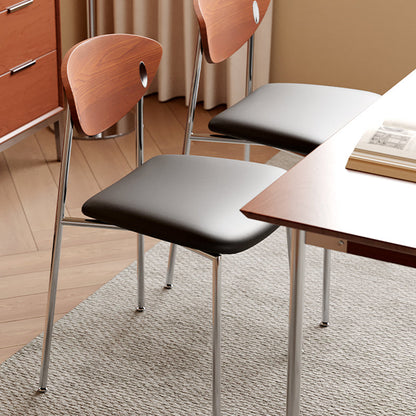 Moderne minimalistische quadratische Rückenlehne aus Edelstahl, Holz, Schwamm, Silikon, Mikrofaser und Leder für Esszimmer und Küche