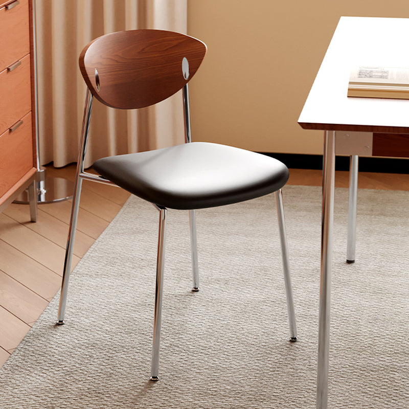Moderne minimalistische quadratische Rückenlehne aus Edelstahl, Holz, Schwamm, Silikon, Mikrofaser und Leder für Esszimmer und Küche