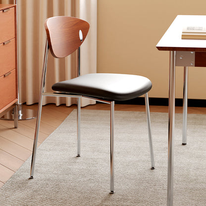 Moderne minimalistische quadratische Rückenlehne aus Edelstahl, Holz, Schwamm, Silikon, Mikrofaser und Leder für Esszimmer und Küche