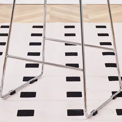 Contemporary Scandinavian Wood Iron Rectangular Bar Stool Armless For Dining Room & Kitchen