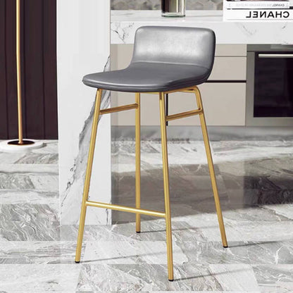 Contemporary Scandinavian Iron PU Leather Square Bar Stool Backrest Armless For Dining Room & Kitchen