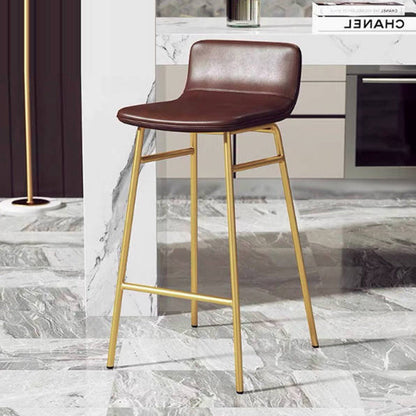 Contemporary Scandinavian Iron PU Leather Square Bar Stool Backrest Armless For Dining Room & Kitchen
