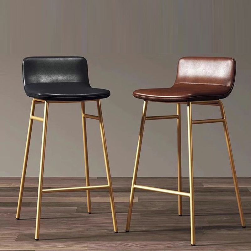 Contemporary Scandinavian Iron PU Leather Square Bar Stool Backrest Armless For Dining Room & Kitchen