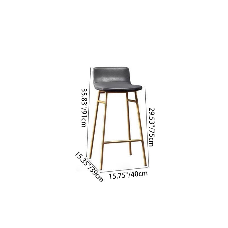 Contemporary Scandinavian Iron PU Leather Square Bar Stool Backrest Armless For Dining Room & Kitchen