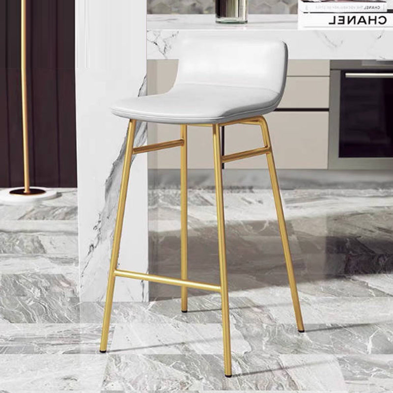 Contemporary Scandinavian Iron PU Leather Square Bar Stool Backrest Armless For Dining Room & Kitchen