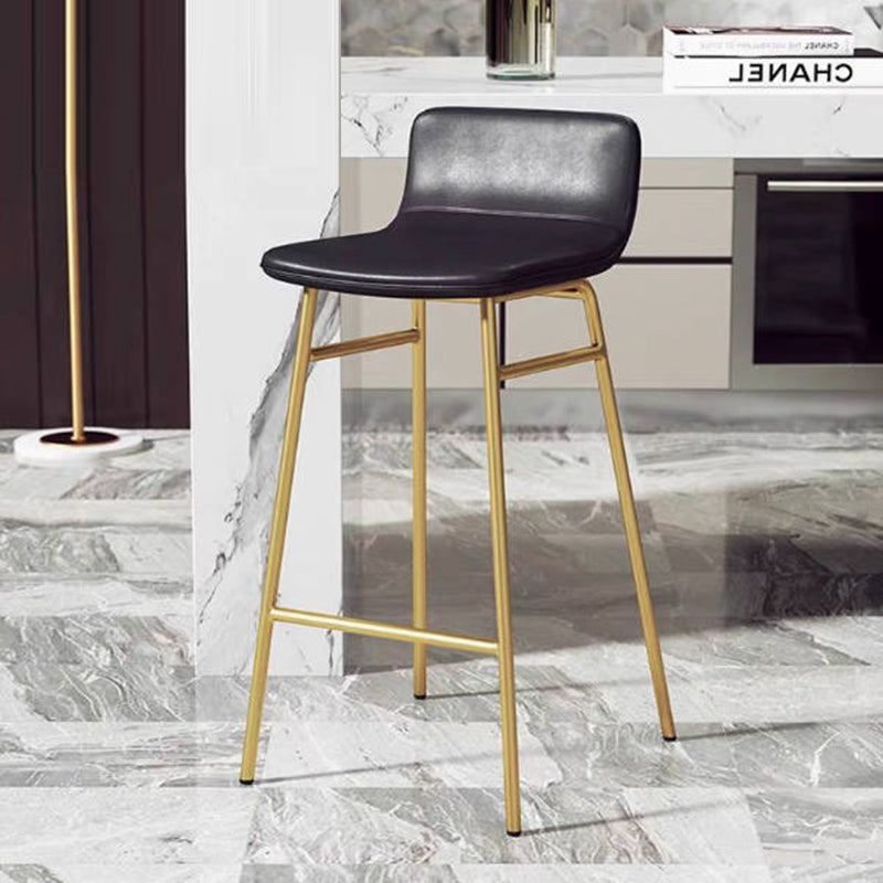 Contemporary Scandinavian Iron PU Leather Square Bar Stool Backrest Armless For Dining Room & Kitchen