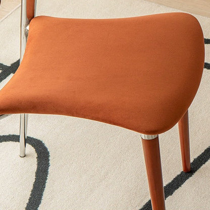 Contemporary Scandinavian Wood Iron Velvet Square Dining Chair Backrest Armless For Dining Room & Kitchen