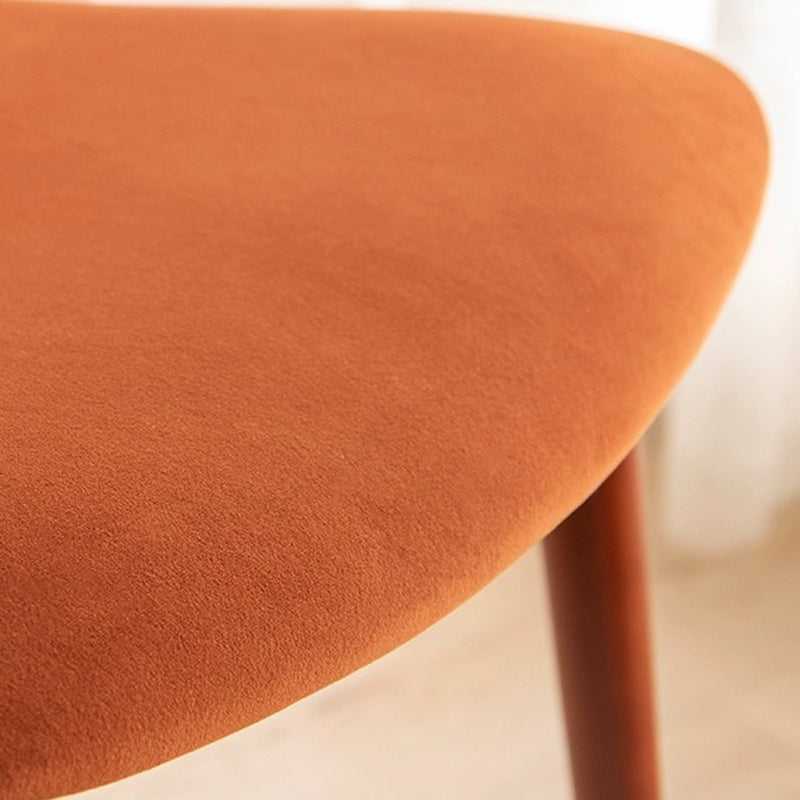 Contemporary Scandinavian Wood Iron Velvet Square Dining Chair Backrest Armless For Dining Room & Kitchen