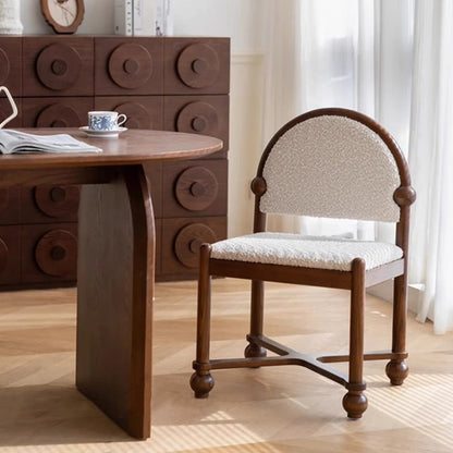 Traditional French Ash Wood Lambswool Sponge Square Vanity Stool Backrest Armless For Bedroom