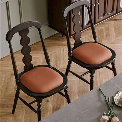 Contemporary Retro Wood Velvet Square Dining Chair Backrest Armless For Dining Room & Kitchen
