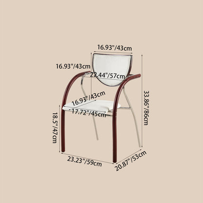 Contemporary Scandinavian Half Round Curved Arc Microfiber Leather Solid Wood Stainless Steel Metal Dining Chair Backrest Arm For Dining Room