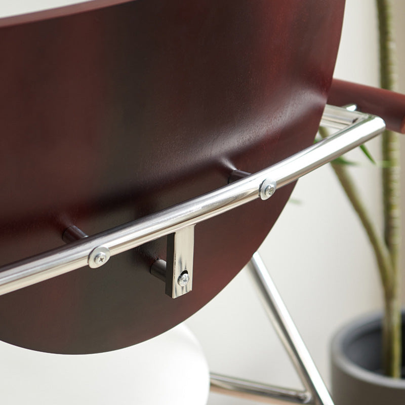 Contemporary Scandinavian Half Round Curved Arc Microfiber Leather Solid Wood Stainless Steel Metal Dining Chair Backrest Arm For Dining Room