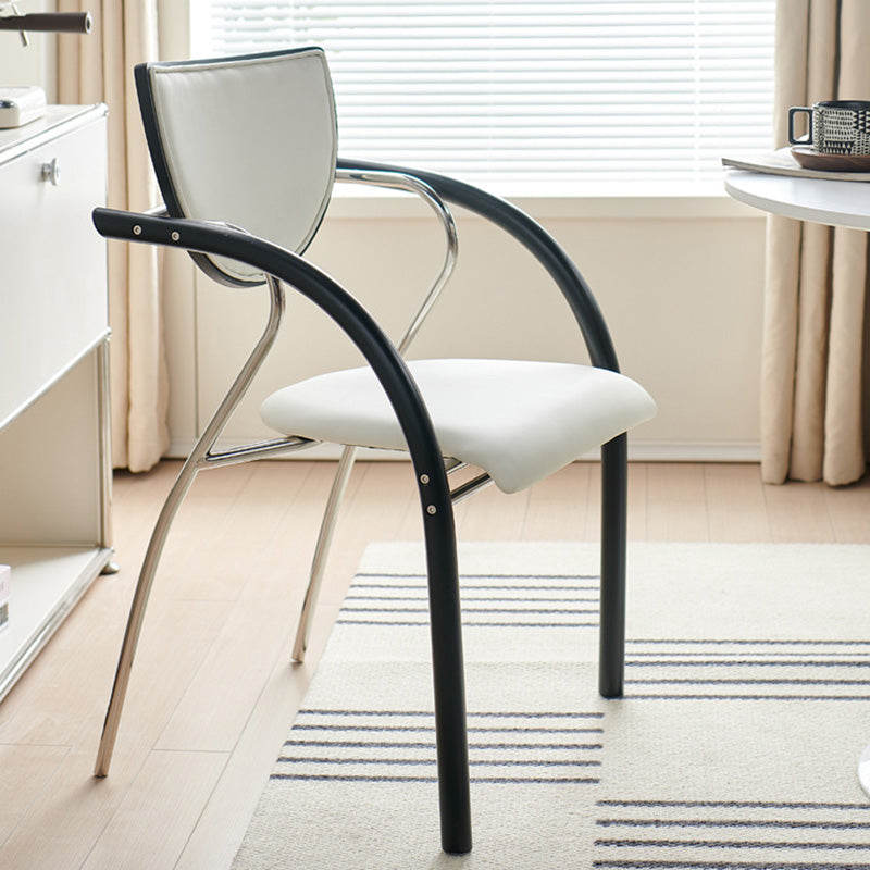 Contemporary Scandinavian Half Round Curved Arc Microfiber Leather Solid Wood Stainless Steel Metal Dining Chair Backrest Arm For Dining Room