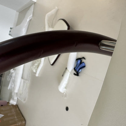 Contemporary Scandinavian Half Round Curved Arc Microfiber Leather Solid Wood Stainless Steel Metal Dining Chair Backrest Arm For Dining Room