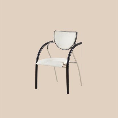 Contemporary Scandinavian Half Round Curved Arc Microfiber Leather Solid Wood Stainless Steel Metal Dining Chair Backrest Arm For Dining Room