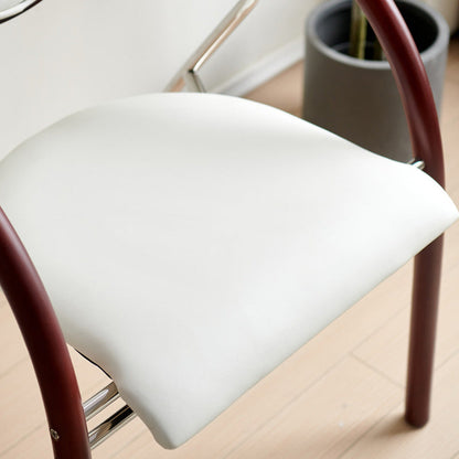 Contemporary Scandinavian Half Round Curved Arc Microfiber Leather Solid Wood Stainless Steel Metal Dining Chair Backrest Arm For Dining Room