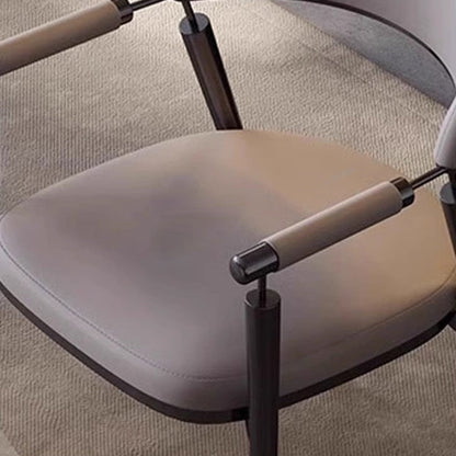 Modern Luxury Square Half Round Cylinder Faux Leather Stainless Steel Dining Chair Backrest Arm For Dining Room