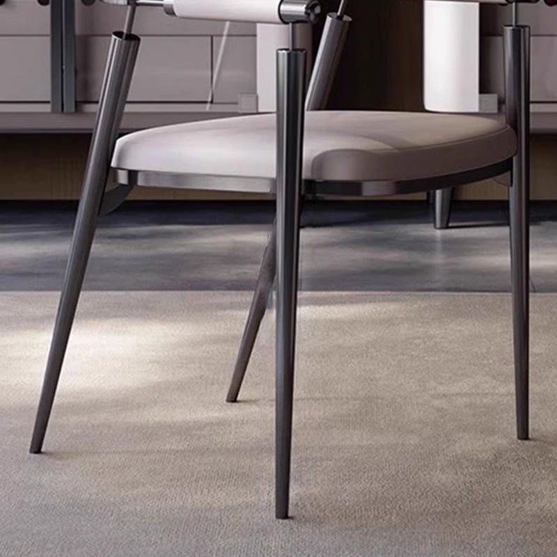 Modern Luxury Square Half Round Cylinder Faux Leather Stainless Steel Dining Chair Backrest Arm For Dining Room