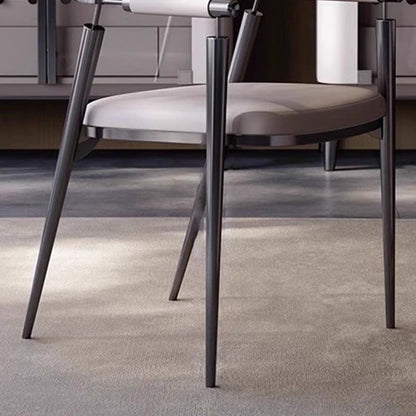 Modern Luxury Square Half Round Cylinder Faux Leather Stainless Steel Dining Chair Backrest Arm For Dining Room