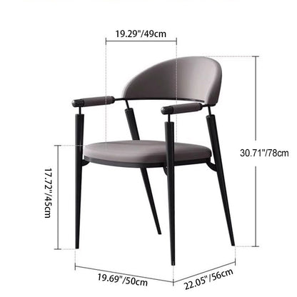 Modern Luxury Square Half Round Cylinder Faux Leather Stainless Steel Dining Chair Backrest Arm For Dining Room