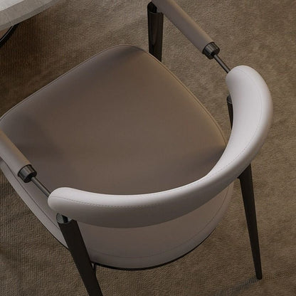 Modern Luxury Square Half Round Cylinder Faux Leather Stainless Steel Dining Chair Backrest Arm For Dining Room