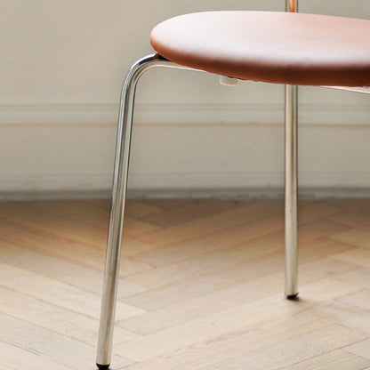 Traditional Chinese Cowl Oval Leather Metal Dining Chair Backrest Armless For Dining Room