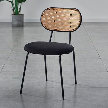 Modern Minimalist Oval Round Artificial Leather Metal Dining Chair Backrest For Dining Room