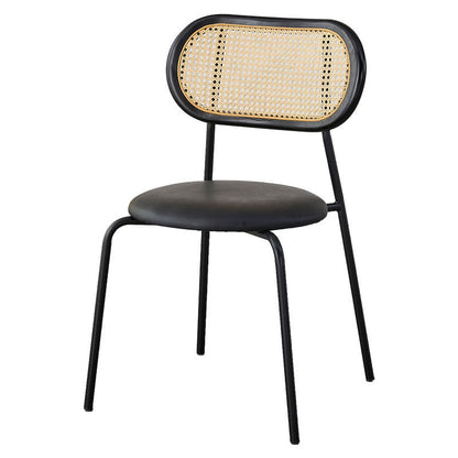 Modern Minimalist Oval Round Artificial Leather Metal Dining Chair Backrest For Dining Room