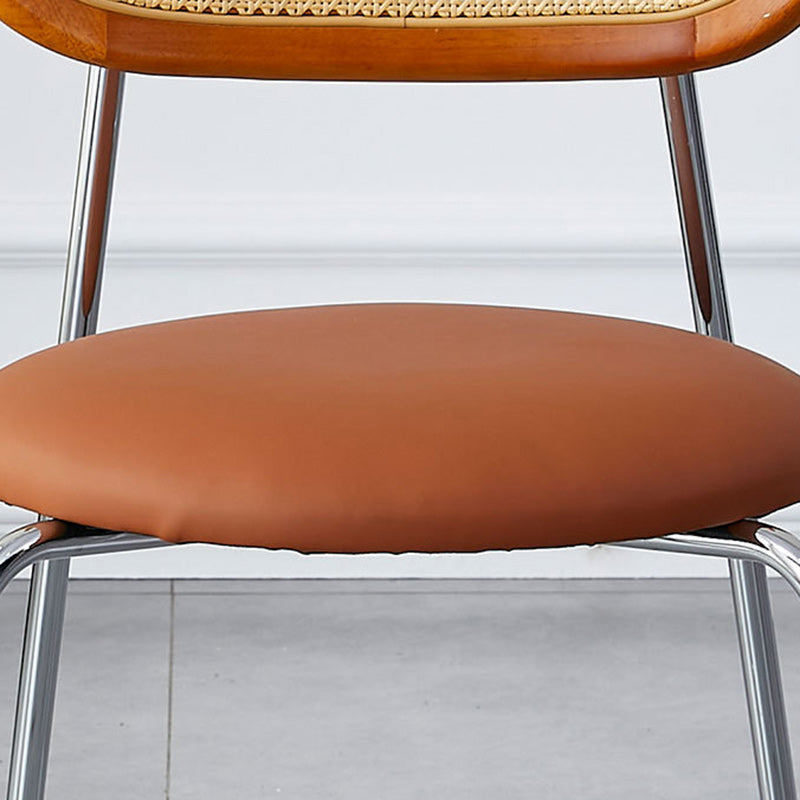 Modern Minimalist Oval Round Artificial Leather Metal Dining Chair Backrest For Dining Room