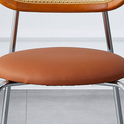 Modern Minimalist Oval Round Artificial Leather Metal Dining Chair Backrest For Dining Room