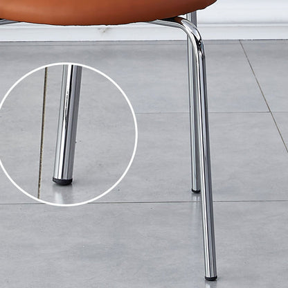 Modern Minimalist Oval Round Artificial Leather Metal Dining Chair Backrest For Dining Room