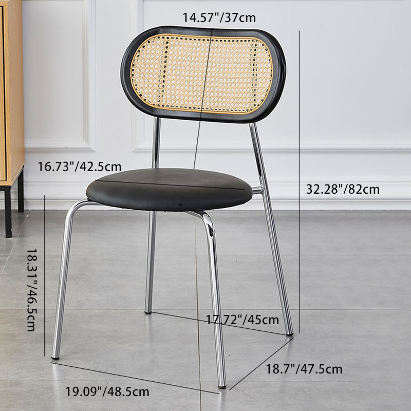 Modern Minimalist Oval Round Artificial Leather Metal Dining Chair Backrest For Dining Room