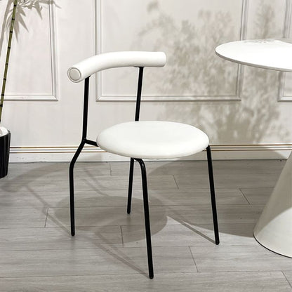 Modern Minimalist Curved Round Artificial Leather Metal Dining Chair Backrest For Dining Room