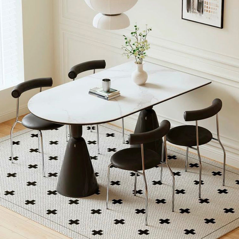 Modern Minimalist Curved Round Artificial Leather Metal Dining Chair Backrest For Dining Room