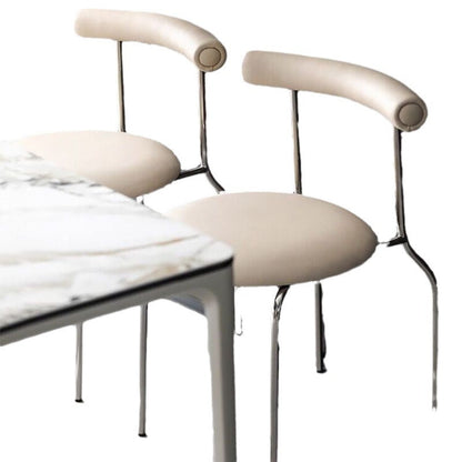 Modern Minimalist Curved Round Artificial Leather Metal Dining Chair Backrest For Dining Room