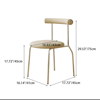 Modern Minimalist Curved Round Artificial Leather Metal Dining Chair Backrest For Dining Room