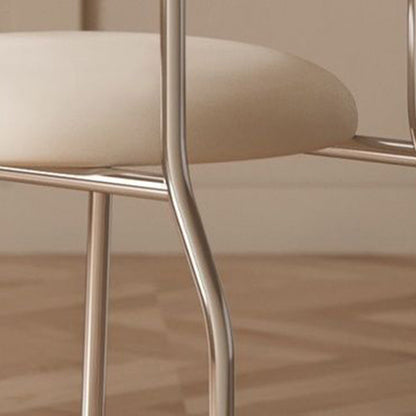 Modern Minimalist Curved Round Artificial Leather Metal Dining Chair Backrest For Dining Room