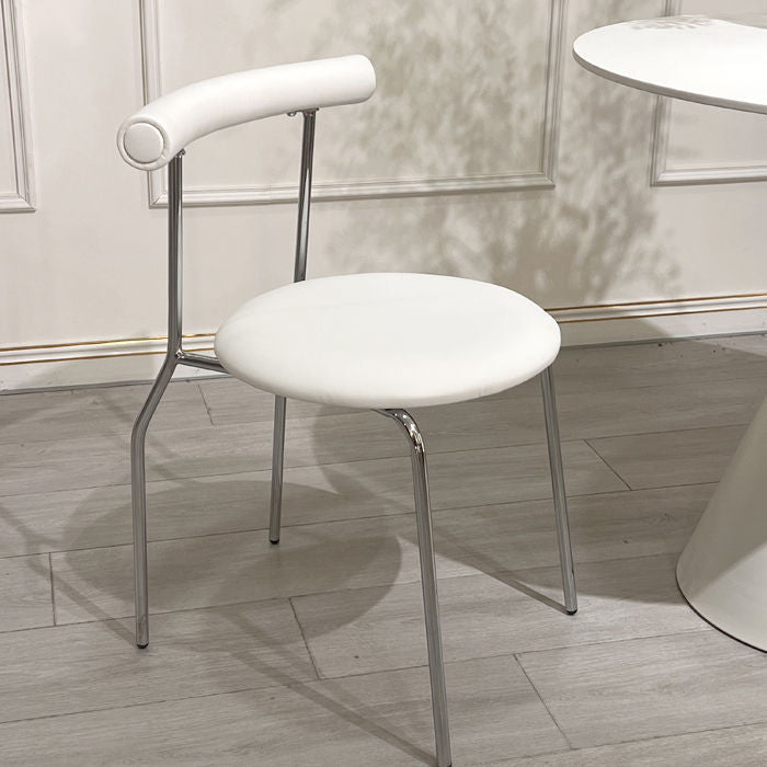 Modern Minimalist Curved Round Artificial Leather Metal Dining Chair Backrest For Dining Room